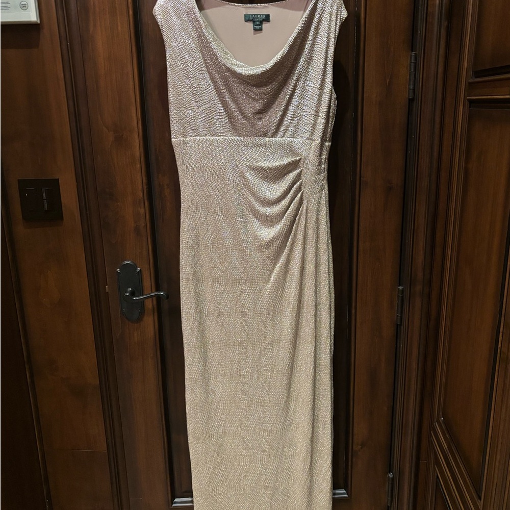 Lauren Ralph Lauren Shimmering Gold Maxi Dress - Picture 1 of 6